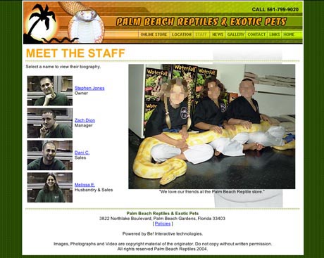 Reptile and Exotic Pet Store Website